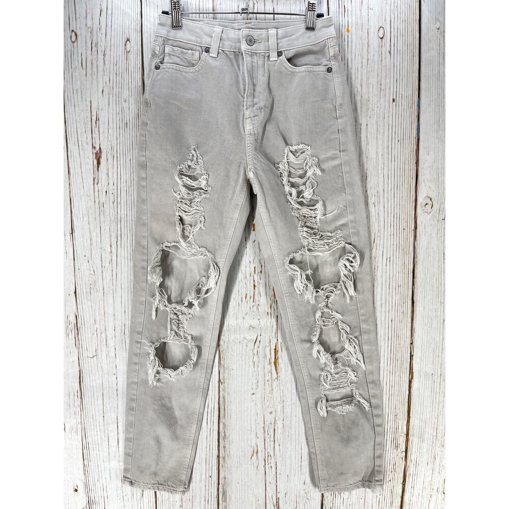 American Eagle Outfitters High Rise Distressed Gray Jeans